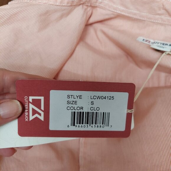 Cutter & Buck NWT Women's Orange striped S Long Sleeve Button Down - Picture 8 of 11